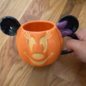 Disney Minnie Mouse Halloween Jack O Lantern Pumpkin Mug VHTF Ears Trick Treat